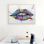 Street Graffiti Lip Canvas Art for Home Decor