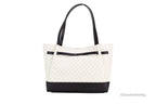 Michael Kors Reed Large Vanilla Black Signature PVC Belted Tote Shoulder Handbag
