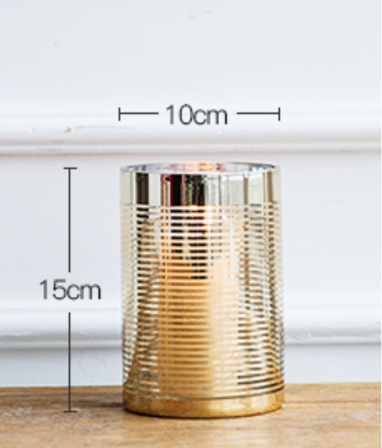 Vintage Gold Windproof Glass Candle Holder Decor