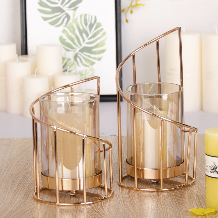 Nordic Geometric Candle Holder, Electroplated Iron Craft