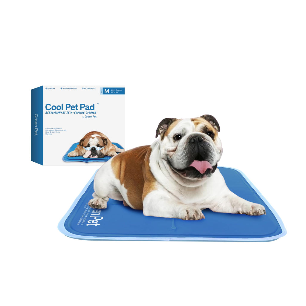 Pet Cool Pad - Medium Blue - Self-Cooling Pressure Activated Mat for Dogs & Cats from 21-45 lbs - Non-Toxic Gel No Water Needed