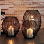 Mediterranean Iron Birdcage with LED Candle Decor