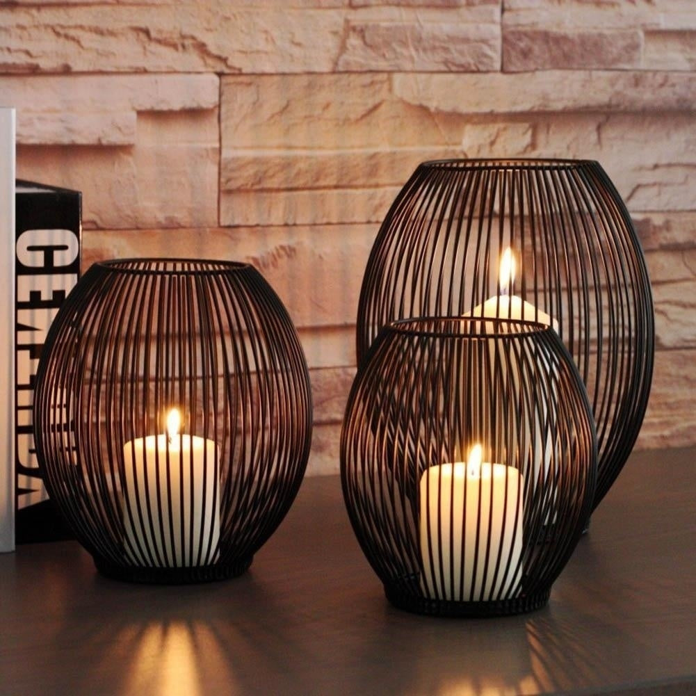 Mediterranean Iron Birdcage with LED Candle Decor