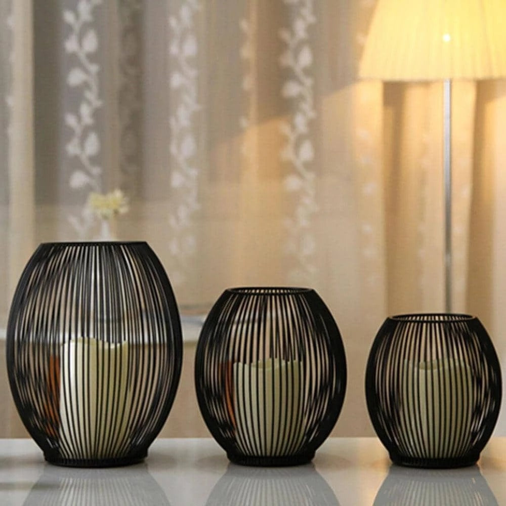 Mediterranean Iron Birdcage with LED Candle Decor