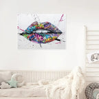 Street Graffiti Lip Canvas Art for Home Decor