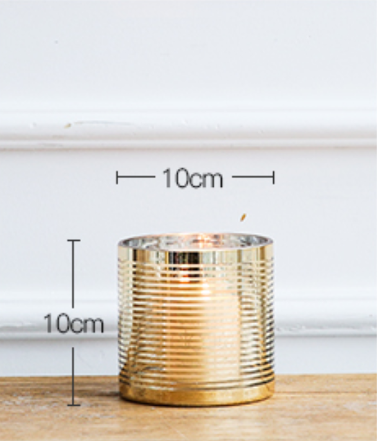 Vintage Gold Windproof Glass Candle Holder Decor